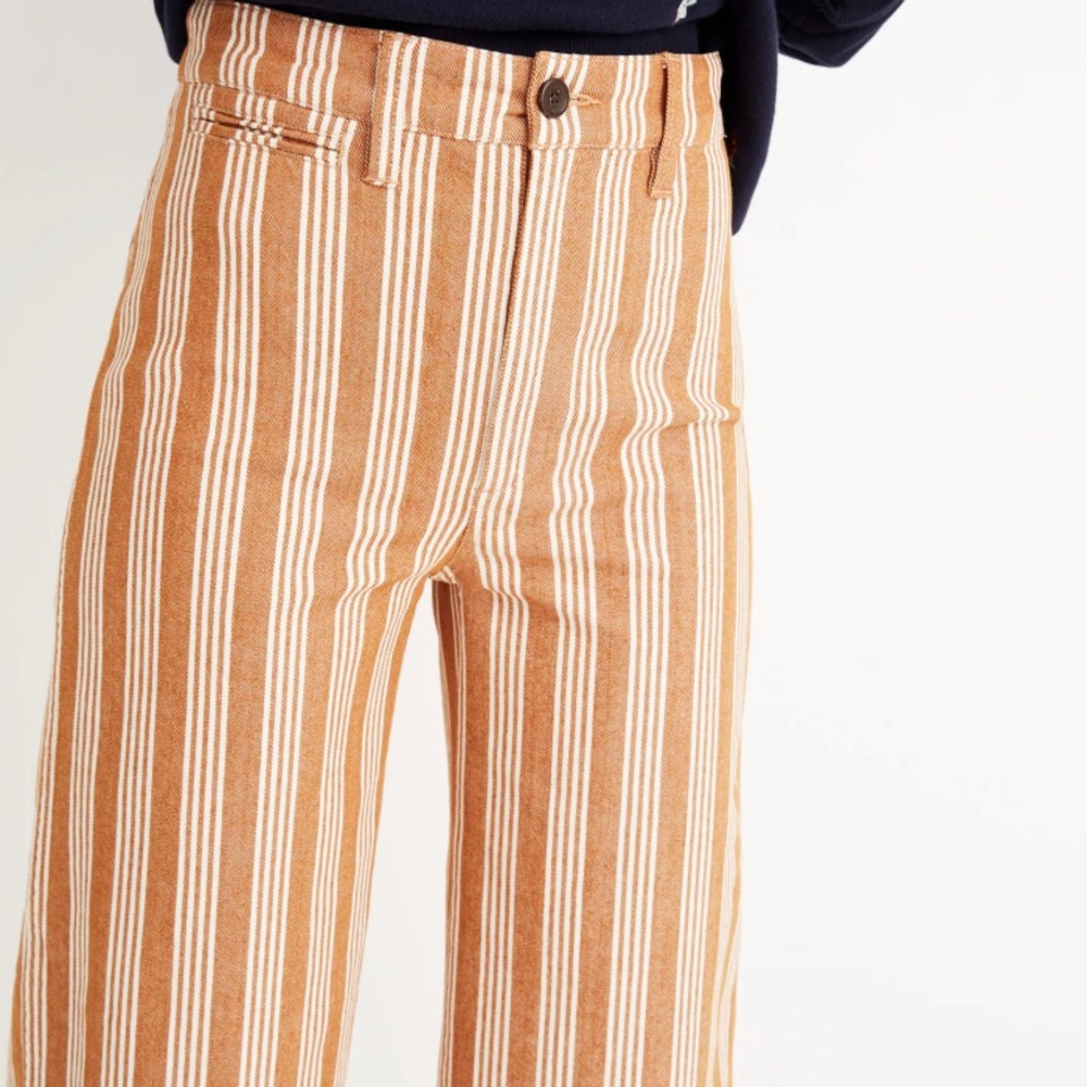 Madewell Striped Emmett Crop cotton pants wide leg